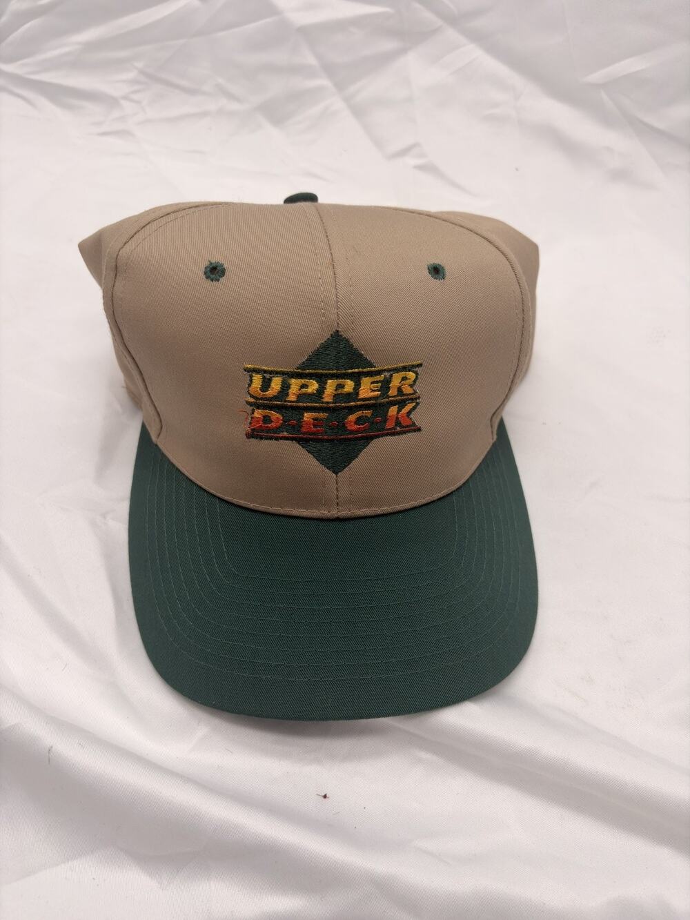 Vintage 1990’s Upper Deck Nissun Cap SnapBack Hat Tan Green Colorway